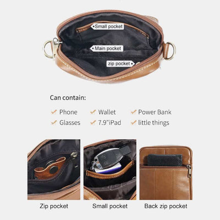 Crossbody Bag for Men, Small Genuine Leather Crossbody Bag with 6 Compartments – image 6