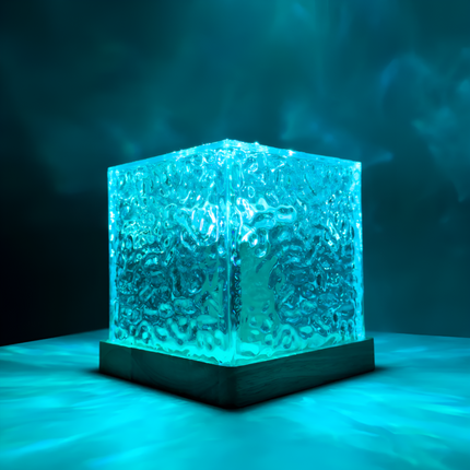 Water Ripple Projector Night Light with 16 Colors, Remote Control, Six Brightness Levels, Wood and Acrylic Mood Lamp
