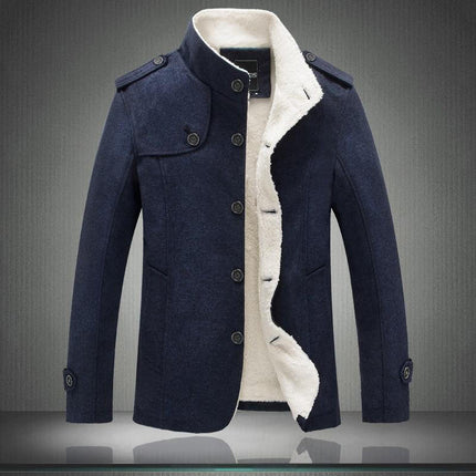Trench Coat for Men, Classic Mens Wool Trench Coat with Buttoned Closure, Long Sleeve Mens Wool Coat in Wool and Cotton