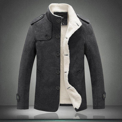 Trench Coat for Men, Long Sleeve Mens Wool Coat in Wool and Cotton