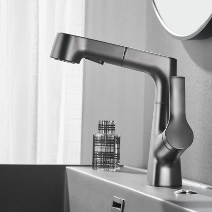 Single Hole Bathroom Faucet with Retractable Hand Shower – image 4