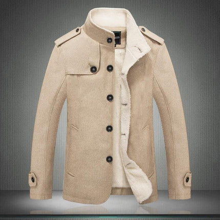 Trench Coat for Men, Classic Mens Wool Trench Coat with Buttoned Closure – image 4