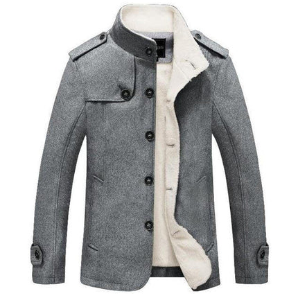 Trench Coat for Men, Long Sleeve Mens Wool Coat in Wool and Cotton – image 5
