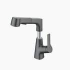 Bathroom Faucet with Pull Out Sprayer, Single Hole Bathroom Faucet with Retractable Hand Shower, Brass Sink Faucet