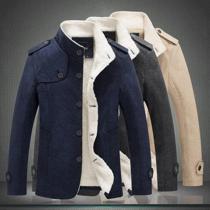 Trench Coat for Men, Long Sleeve Mens Wool Coat in Wool and Cotton – image 9