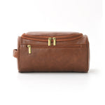 Tuzwa Leather Cosmetic Bag – Water-Repellent Travel Makeup & Toiletry Organizer with Zipper Pocket, Spacious Storage