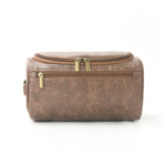 Tuzwa Leather Cosmetic Bag – Water-Repellent Travel Makeup & Toiletry Organizer with Zipper Pocket, Spacious Storage