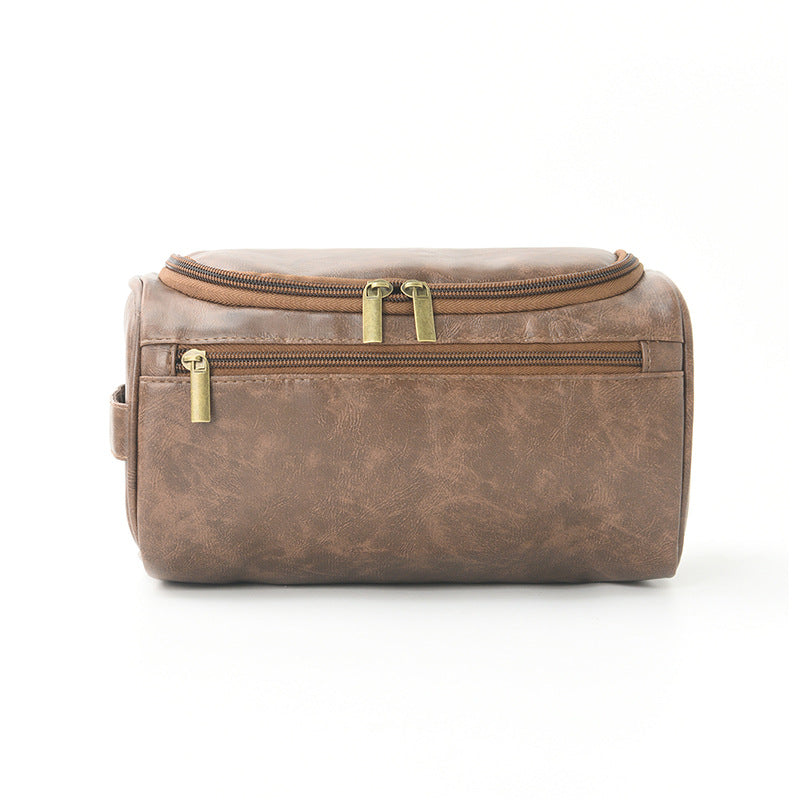 Tuzwa Leather Cosmetic Bag – Water-Repellent Travel Makeup & Toiletry Organizer with Zipper Pocket, Spacious Storage