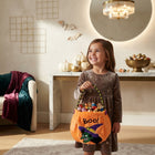 Trick or Treat Bags for Kids, Pumpkin Halloween Treat Bag with Straps, Reusable Halloween Candy Bag for Party Favors