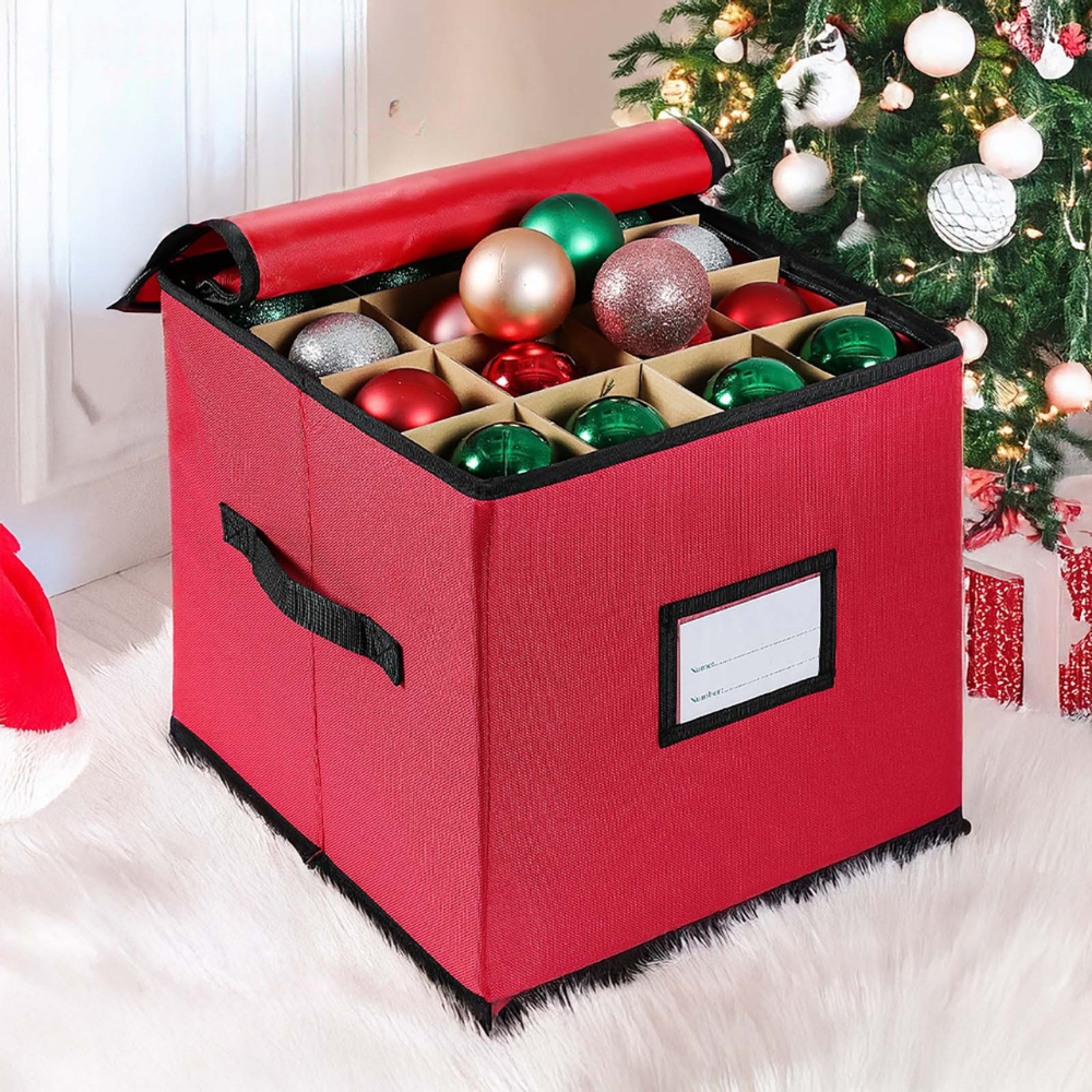 Ornament Storage Box with Removable Trays | Durable 600D Oxford Fabric for Organized Holiday Decor 0