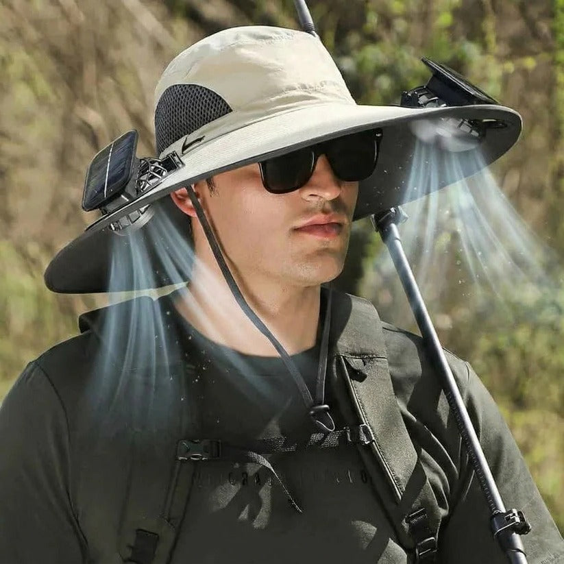 Outdoor Adventure Hat | Solar-Powered Fans with Adjustable Airflow | UPF 50+ Protection for All-Day Comfort 0