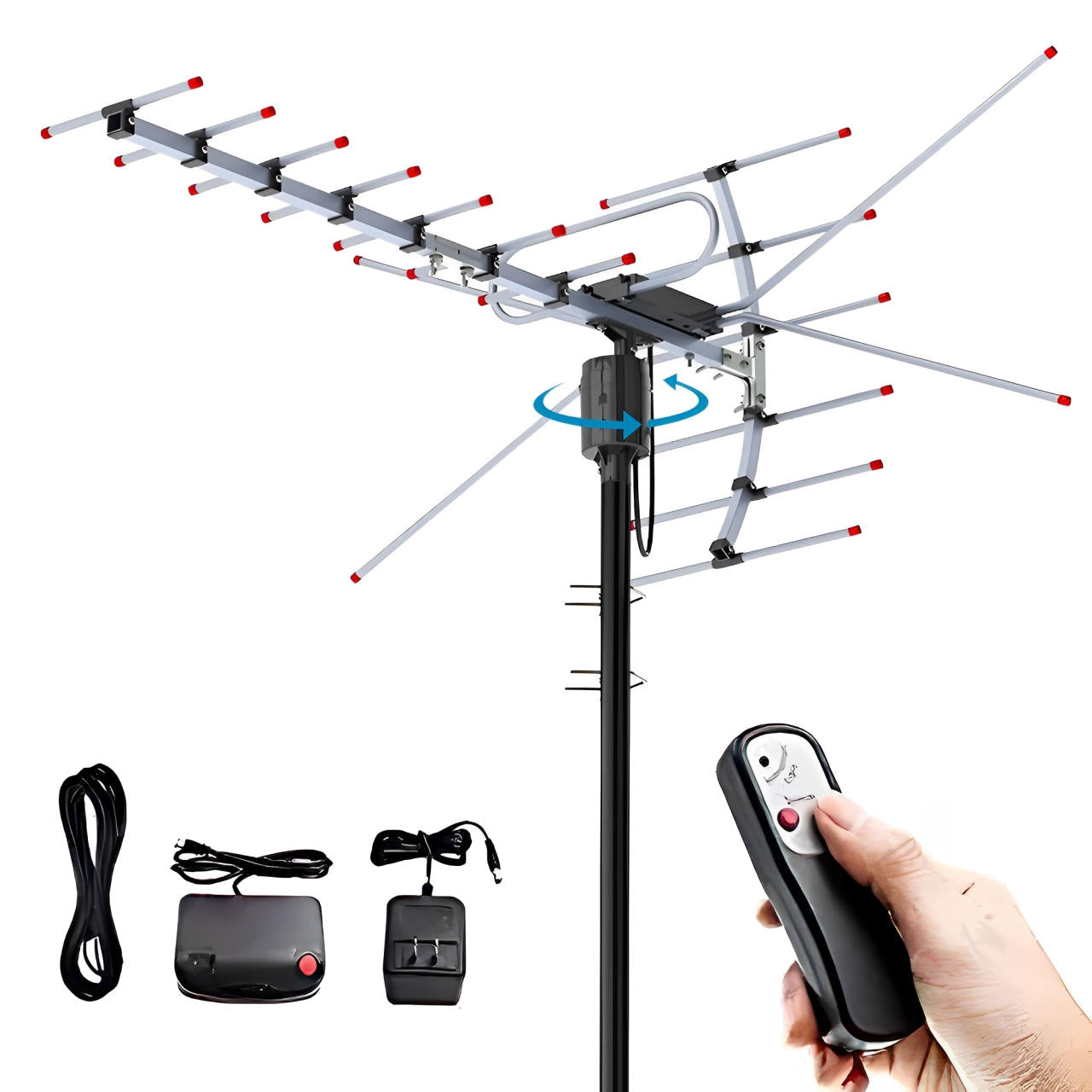 Outdoor HD TV Antenna | 360-Degree Motorized Rotation with Smart Signal Processor | Durable Design for Clear Reception 0