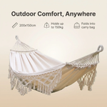 Outdoor Hammock | Double Cotton Canvas with Removable Spreader Bar | Portable Design for Relaxation Anywhere 6