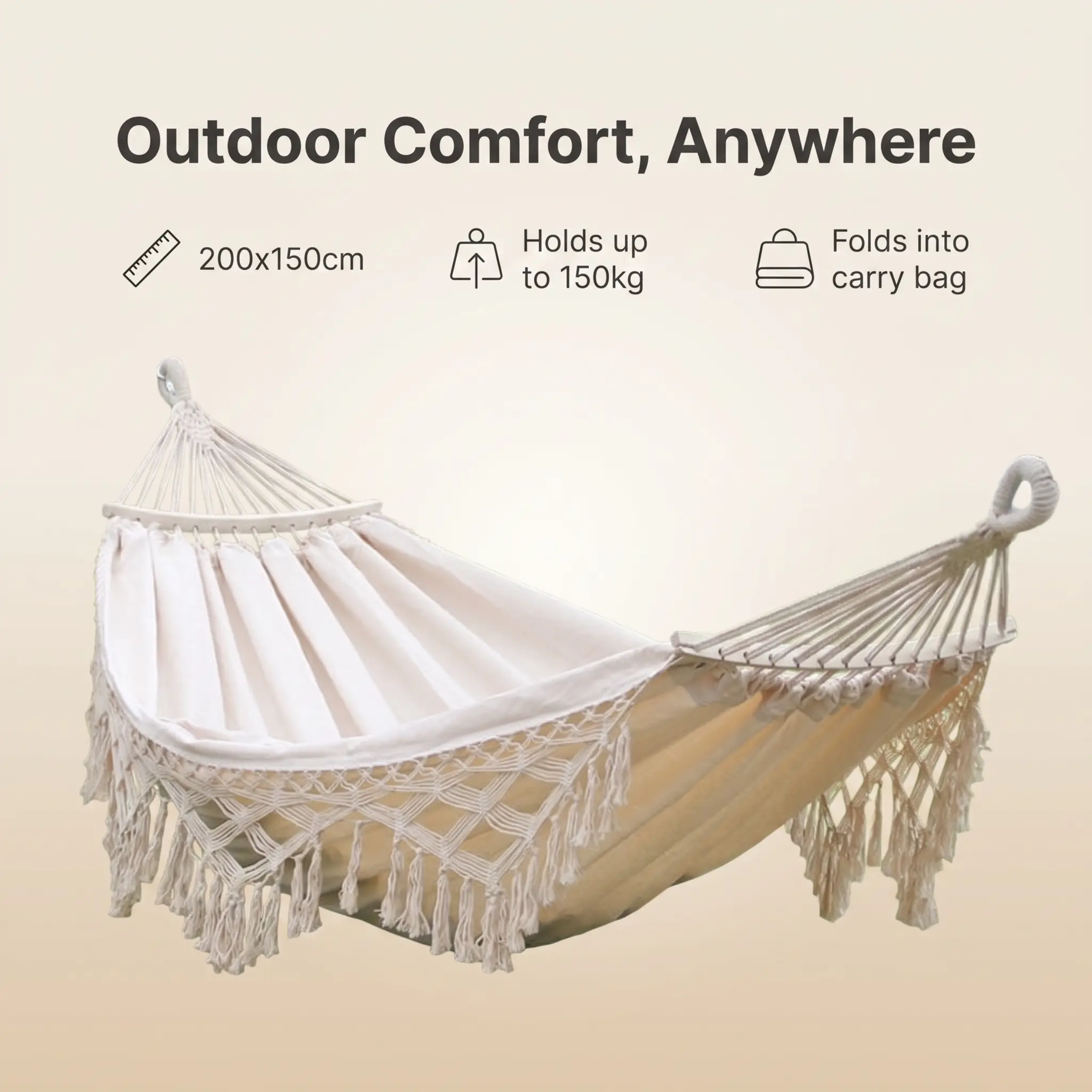 Outdoor Hammock | Double Cotton Canvas with Removable Spreader Bar | Portable Design for Relaxation Anywhere 6