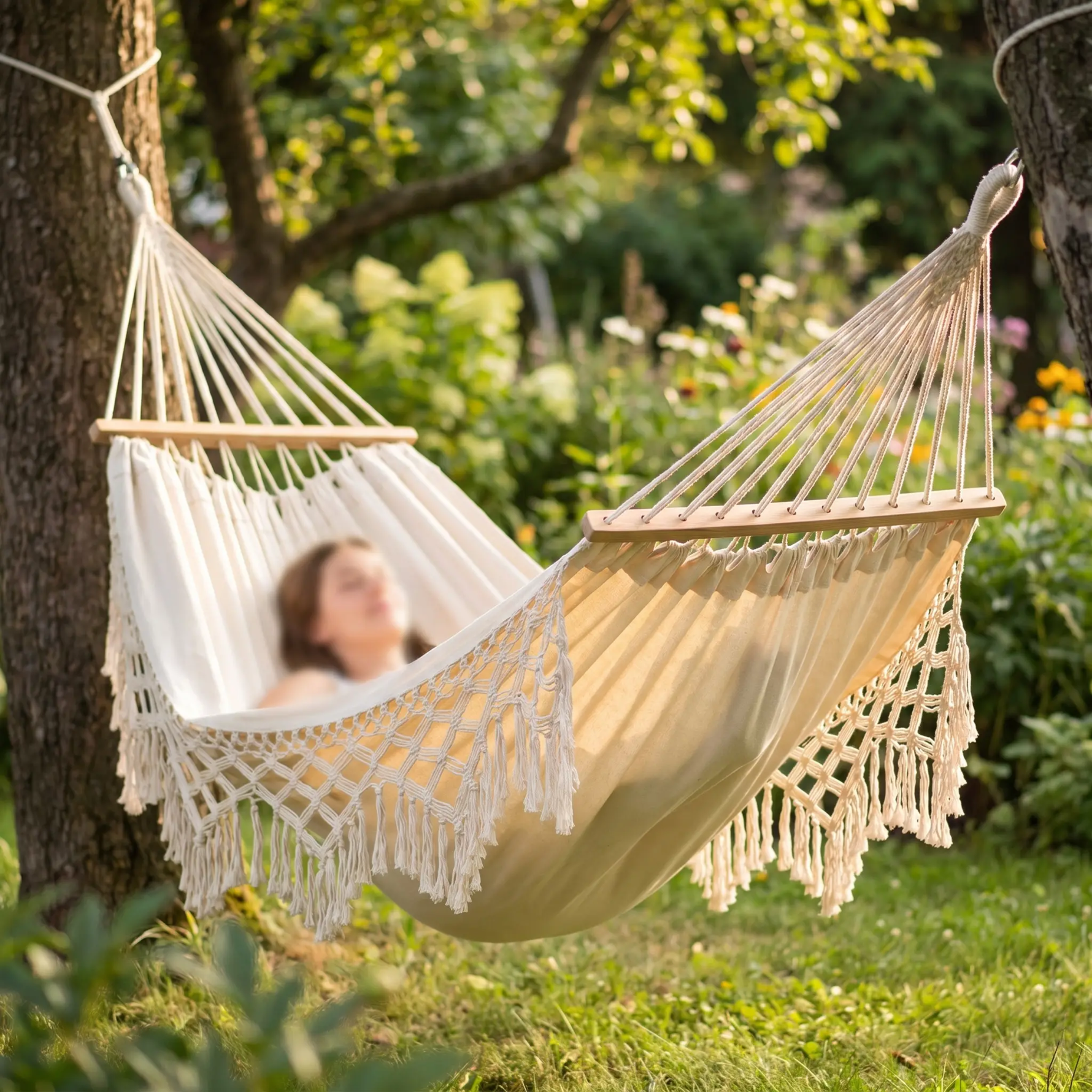 Outdoor Hammock | Double Cotton Canvas with Removable Spreader Bar | Portable Design for Relaxation Anywhere 7