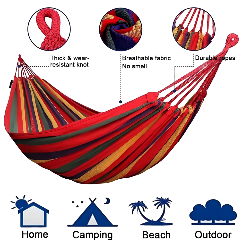 Outdoor Hammock with Portable Straps | Comfortable Double Design for Relaxation 5