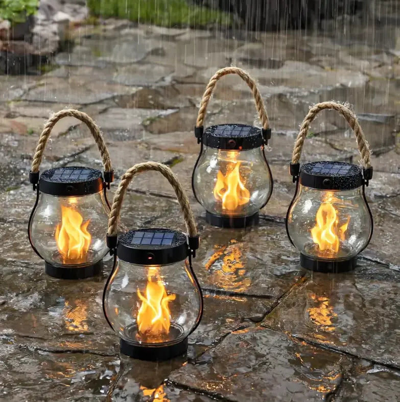 Outdoor Solar Flame Lantern | Realistic Flickering Light for Serene Evenings 0