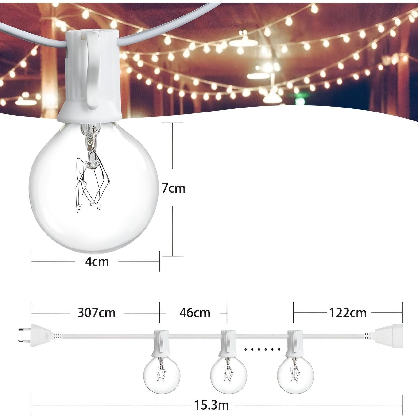 Outdoor String Lights with Warm White LED Bulbs | Waterproof & Energy Efficient for Versatile Patio Decoration 6