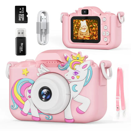 Digital Camera for Kids, Kids Camera with 8x Zoom and 1080P Video, Children's Digital Camera in Dinosaur and Unicorn