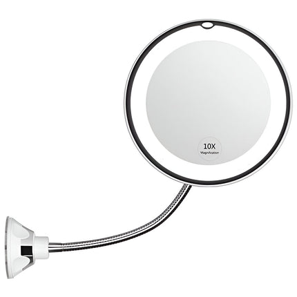 Vanity Mirror with Lights 10X Magnifying, Suction Cup Magnifying Mirror with Light, Portable LED Makeup Mirror