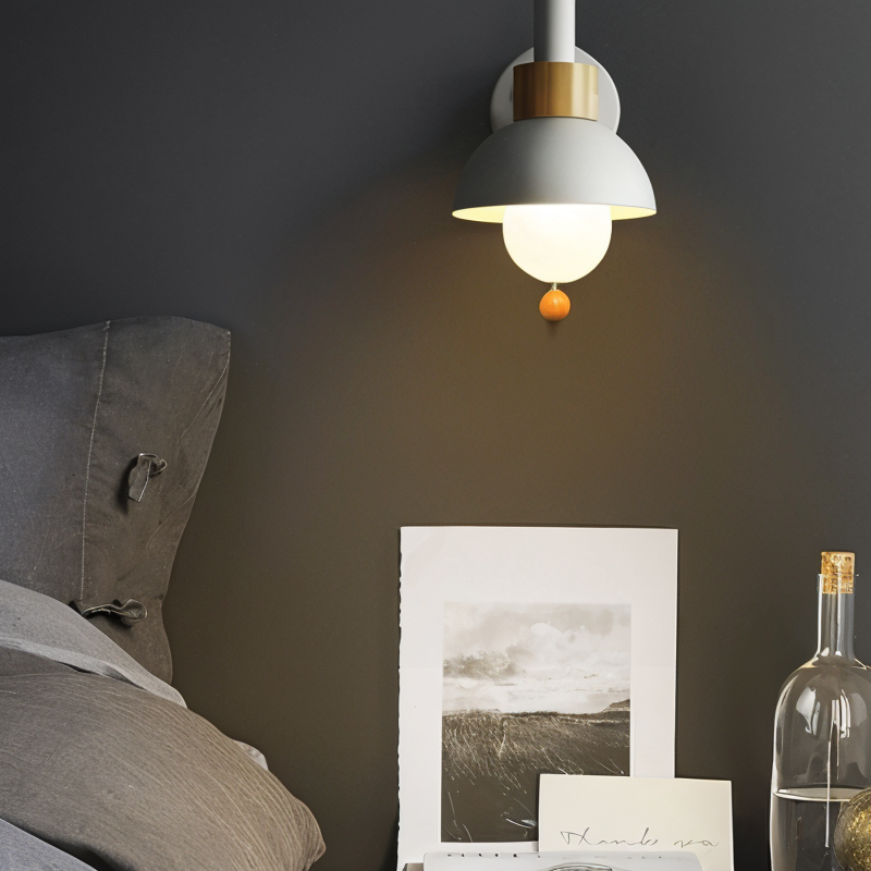 Pastel Wall Lamp | Cozy Bedroom & Living Room Lighting with Soft Glow | Stylish Iron and Wood Design for Relaxation 6