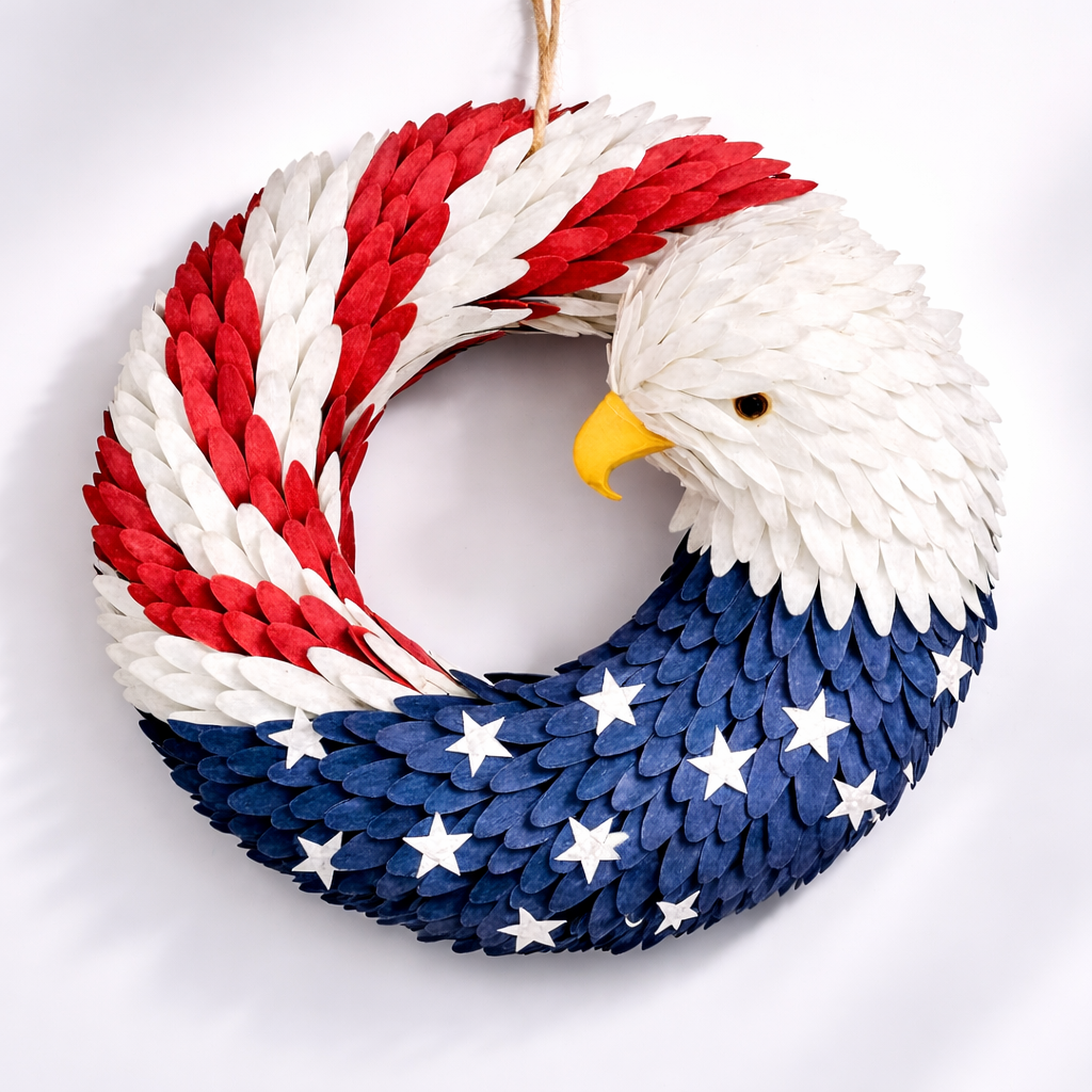 Patriotic Eagle Wreath | Stunning Evergreen Wall Decoration for Home Elegance 0