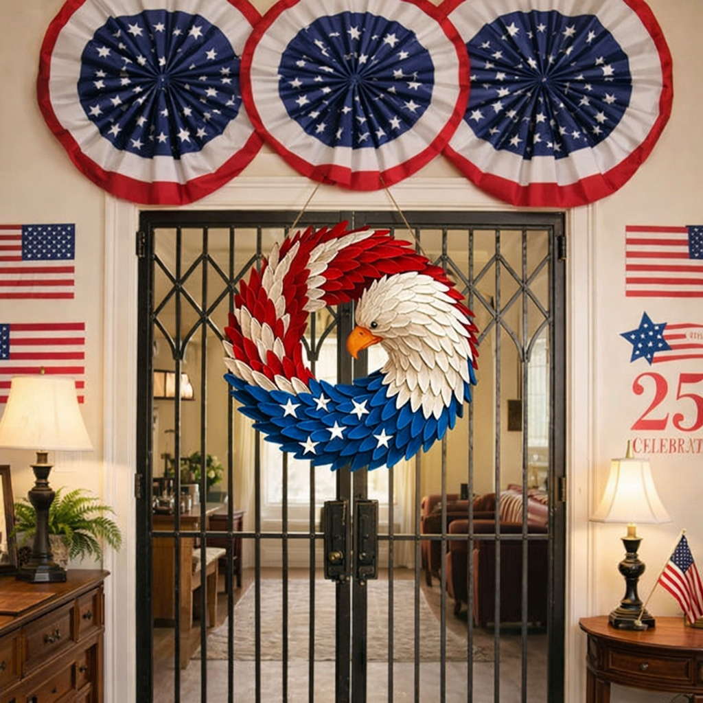 Patriotic Eagle Wreath | Stunning Evergreen Wall Decoration for Home Elegance 6