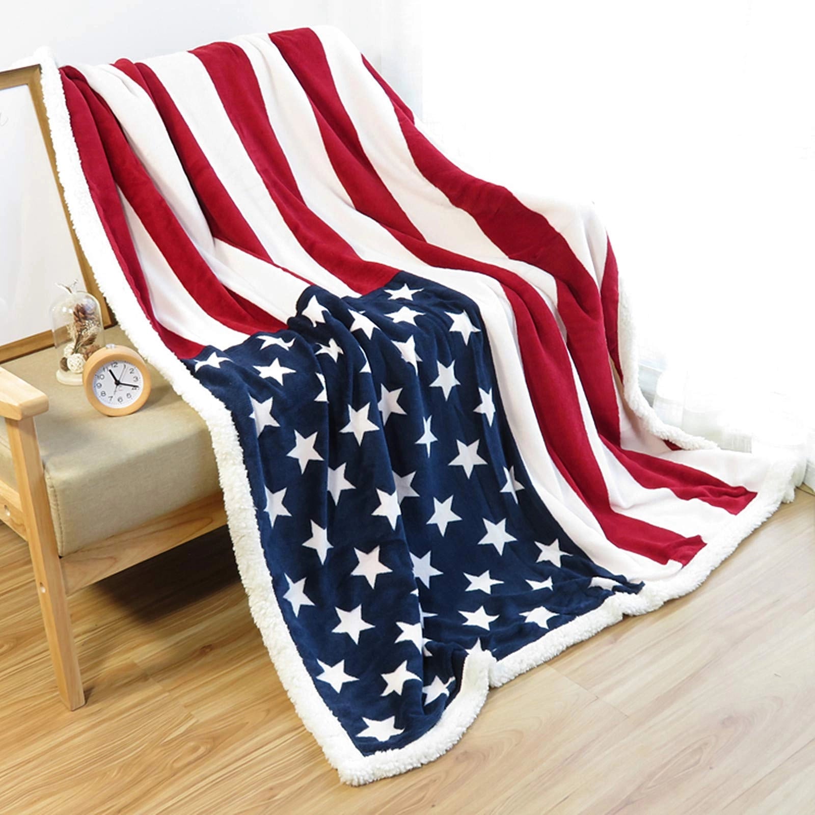 Patriotic Fleece Blanket | American Flag Design with Ultra-Soft Backing | Cozy Throw for Comfort and Warmth 0