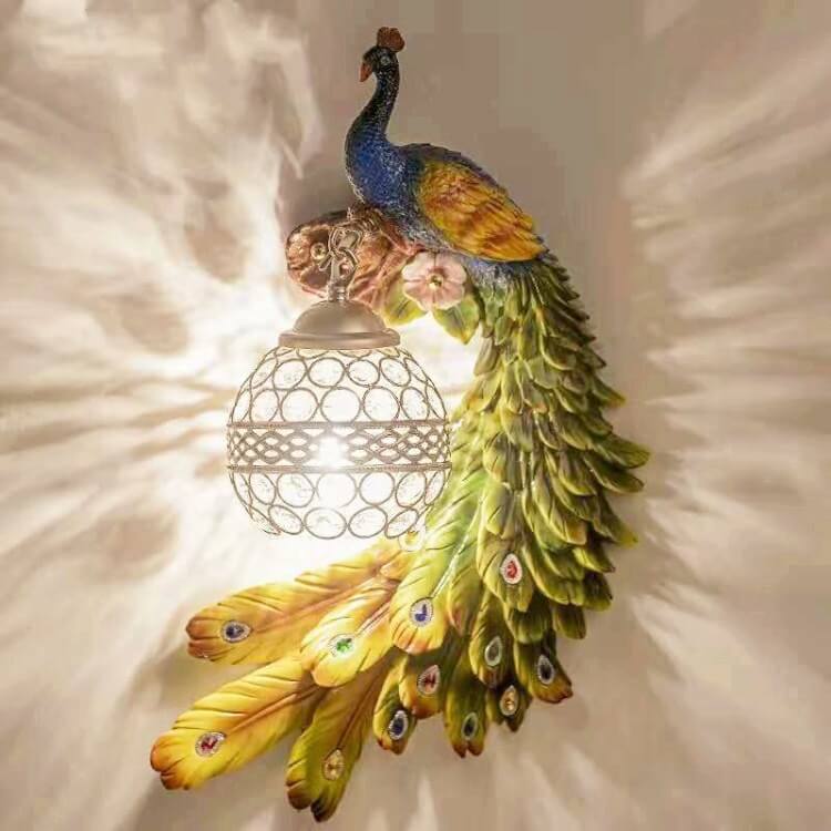 PeacockCrystal | Elegant Colorful Resin Wall Sconce Lamp 0