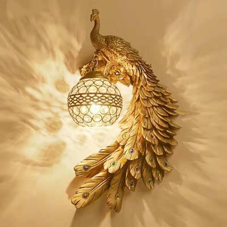 PeacockCrystal | Elegant Colorful Resin Wall Sconce Lamp 4