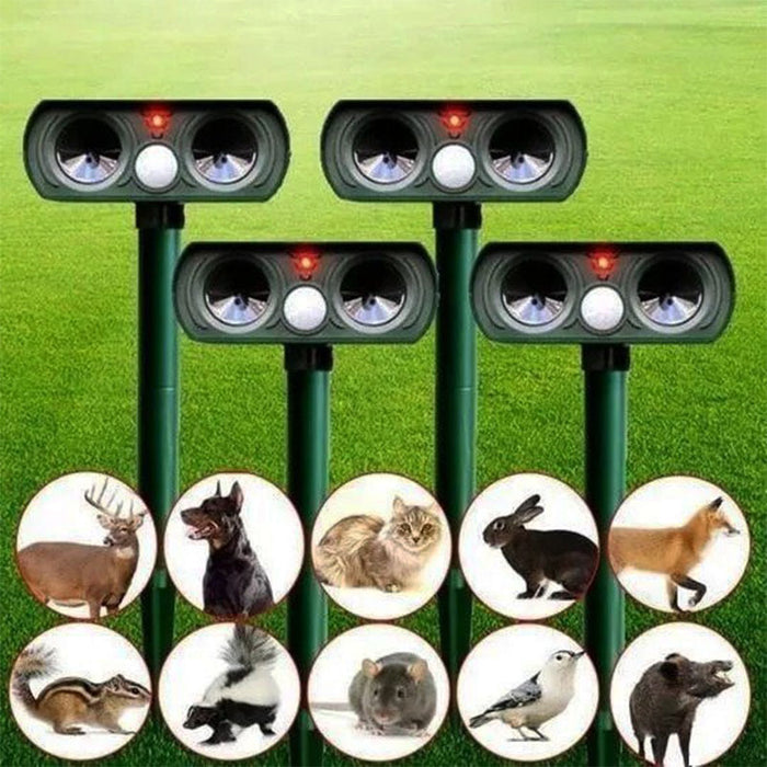 Tuzwa Solar Ultrasonic Deer Repeller – PIR Motion Sensor, 30 ft Range, 110° Detection, Weather-Resistant Animal Deterrent
