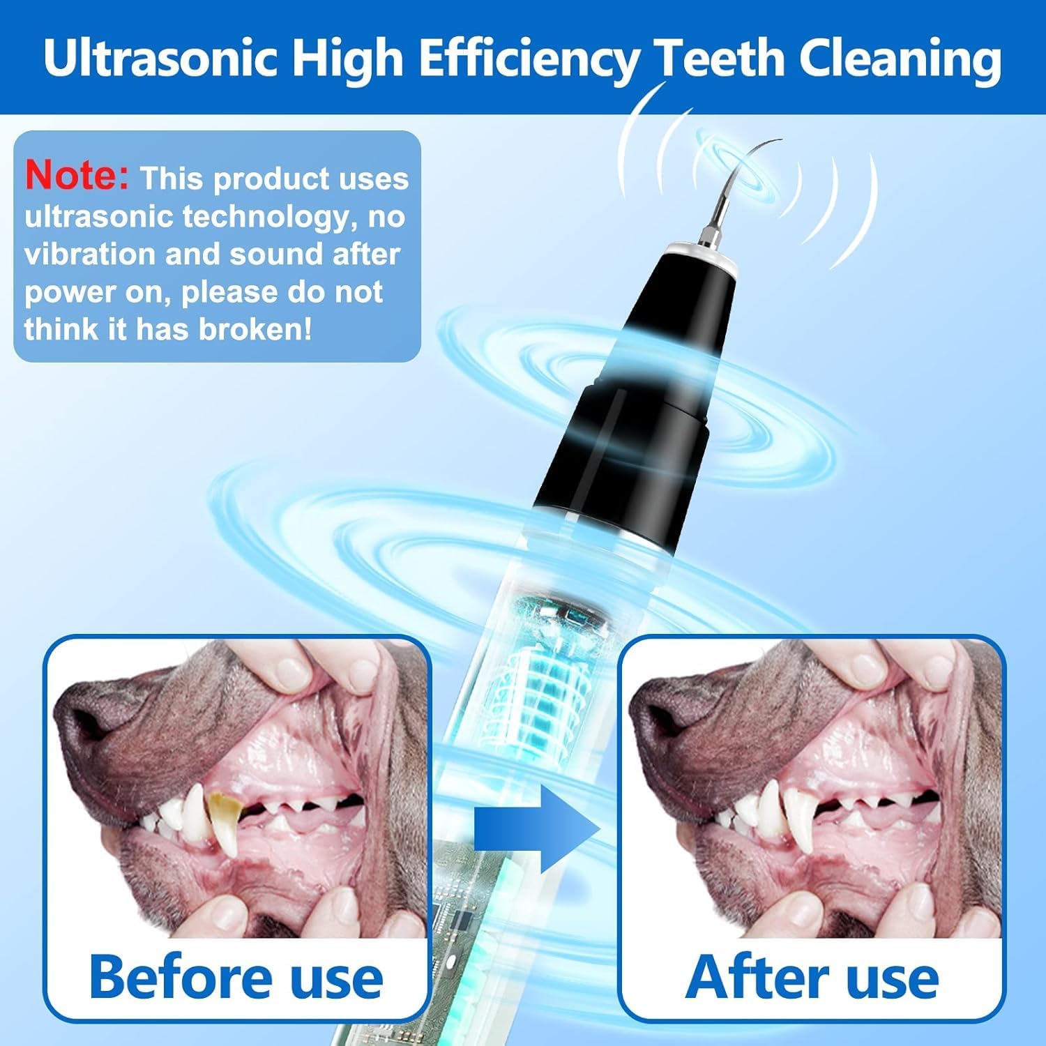 Pet Care Essentials | Dog Dental Cleaning Device with Ultrasonic Technology | Gentle Tartar Removal for Healthy Teeth 6
