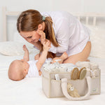 Plush Sherpa Baby Storage Basket | Diaper Caddy Organizer with Adjustable Dividers | Multi-Use Solution for Nursery and Travel 4