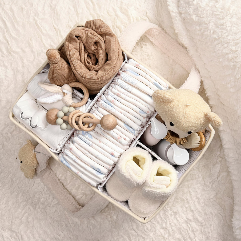 Plush Sherpa Baby Storage Basket | Diaper Caddy Organizer with Adjustable Dividers | Multi-Use Solution for Nursery and Travel 6