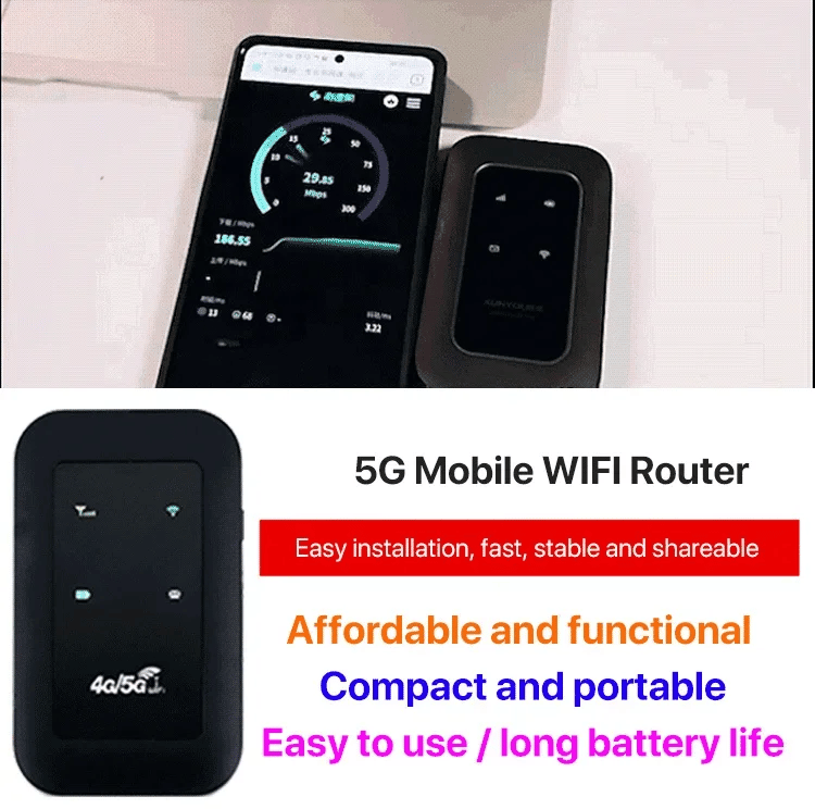 Portable 5G WiFi Router | High-Speed Mobile Internet Hotspot with Extended Battery Life for Global Connectivity 6