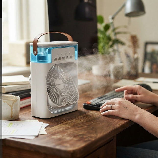 Portable Air Cooler Fan, Evaporative Cooler with 3 Speeds, USB Misting Fan, Portable Fan for Desk and Bedroom