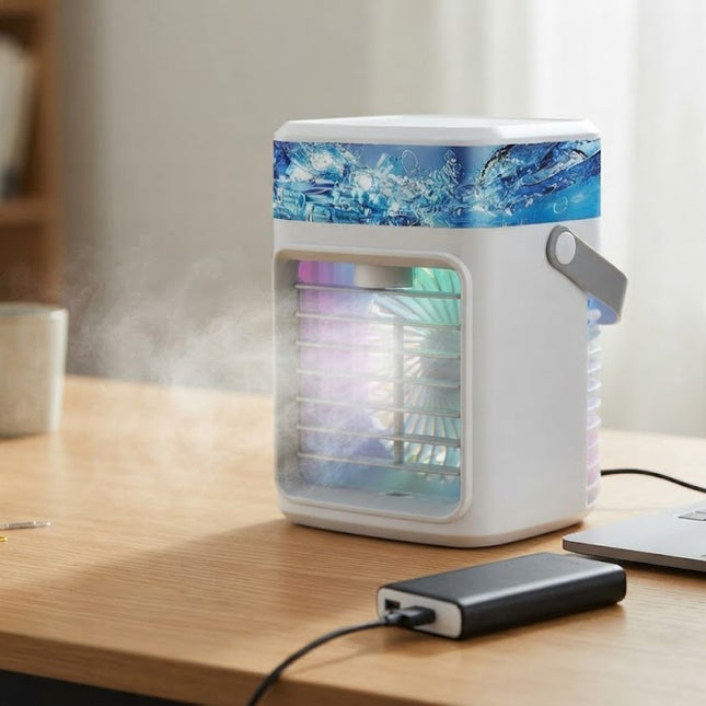 Portable Air Cooler with Mist, Rechargeable Portable Evaporative Air Cooler Fan, Cordless Misting Fan with 3 Speeds