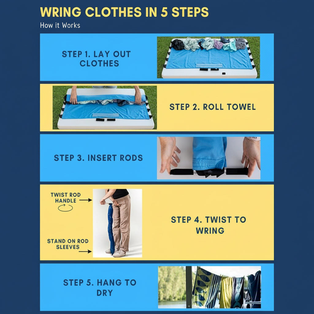 Portable Clothes Wringer Hand Crank with Fast Water Removal | Lightweight Tool for Quick Drying 4