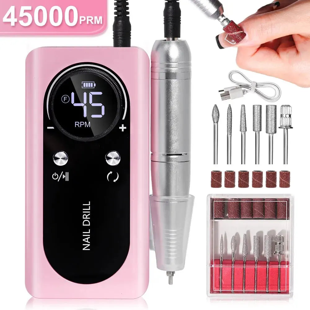 Portable Electric Nail File with 45000RPM Motor & Low Noise Design for Effortless Manicure 10