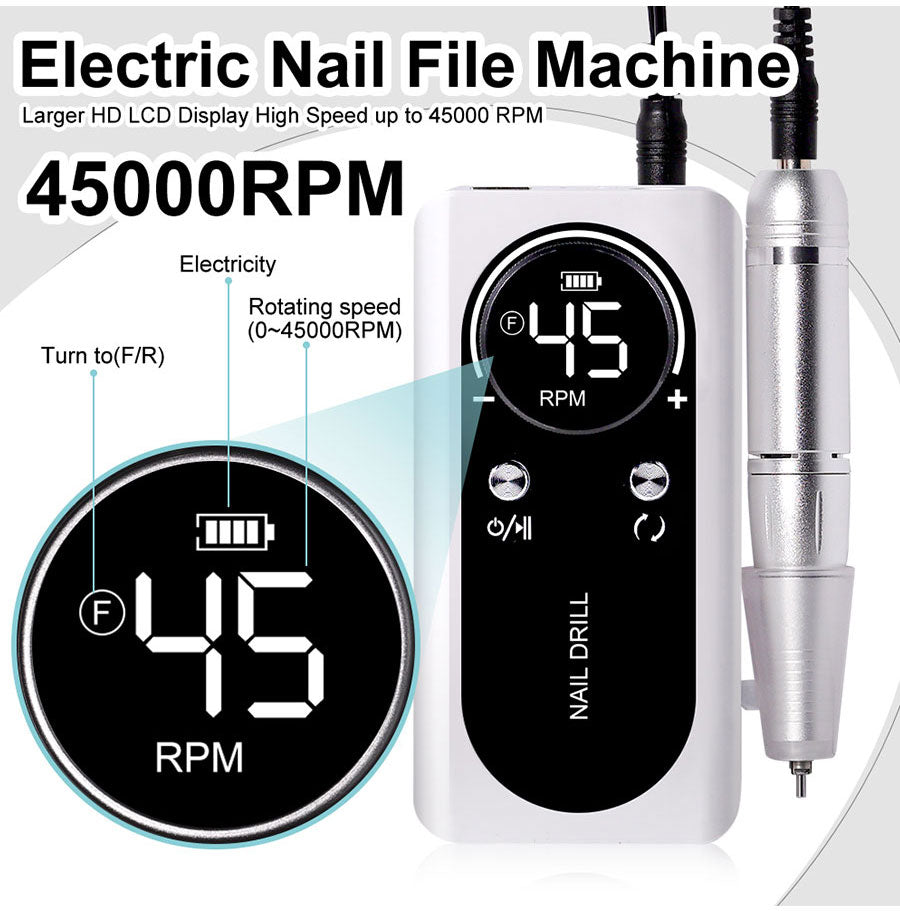 Portable Electric Nail File with 45000RPM Motor & Low Noise Design for Effortless Manicure 6