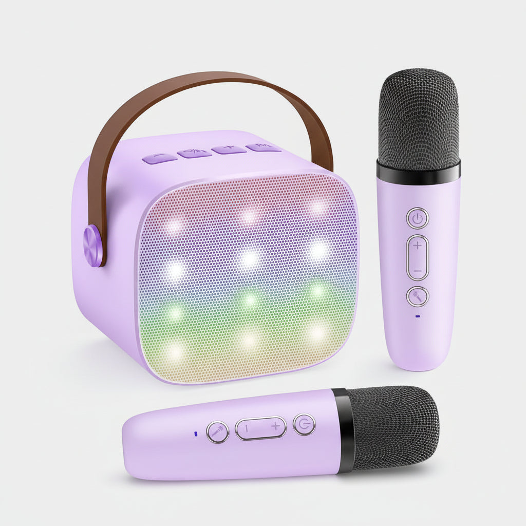 Portable Karaoke Machine | Bluetooth Speaker with Wireless Microphones & LED Lights for Fun Singing 12