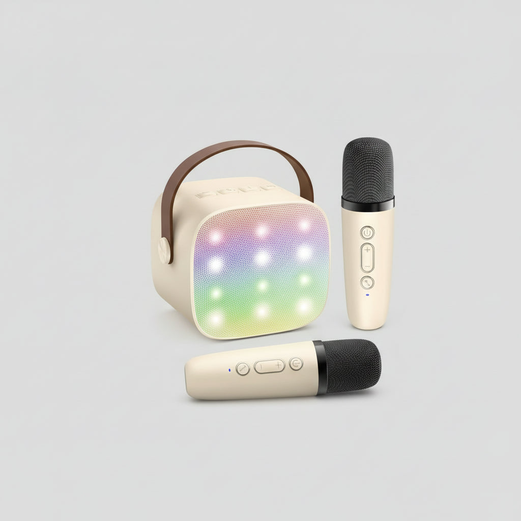 Portable Karaoke Machine | Bluetooth Speaker with Wireless Microphones & LED Lights for Fun Singing 4