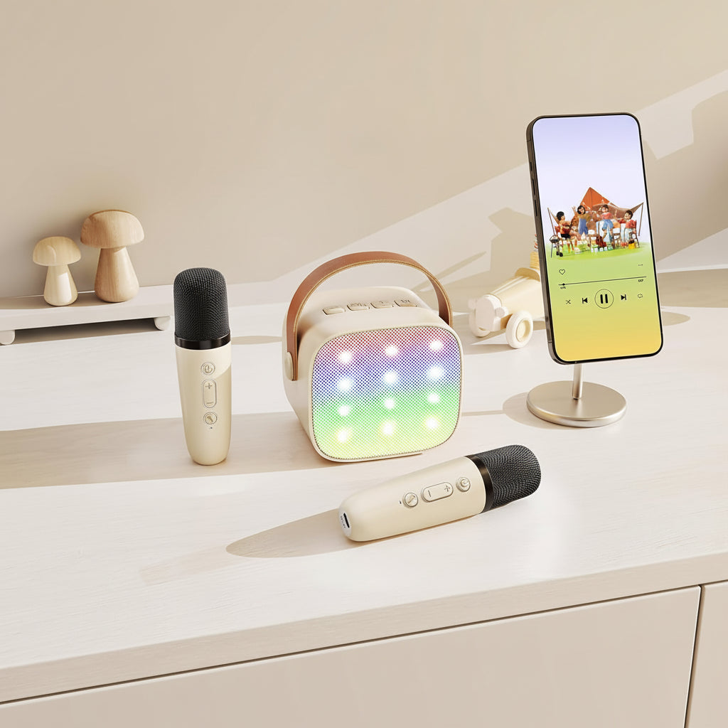 Portable Karaoke Machine | Bluetooth Speaker with Wireless Microphones & LED Lights for Fun Singing 5