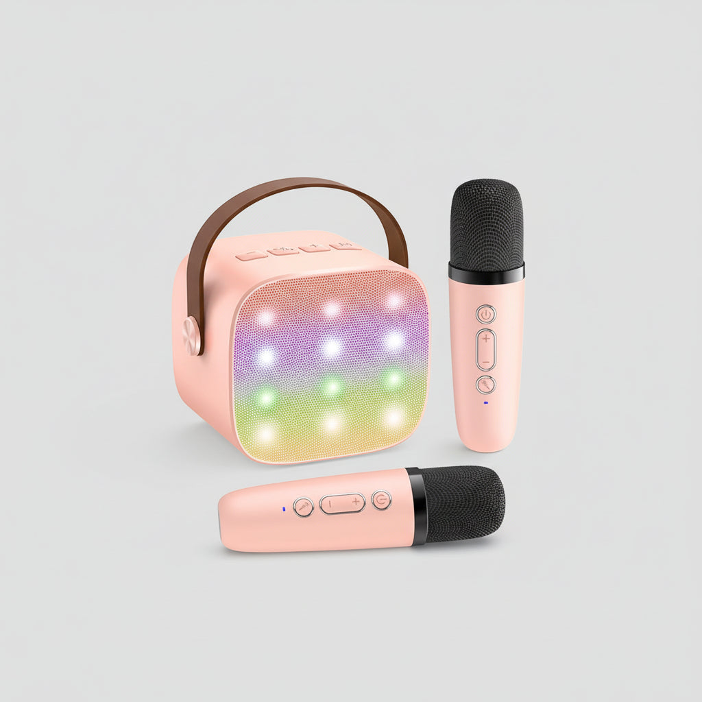 Portable Karaoke Machine | Bluetooth Speaker with Wireless Microphones & LED Lights for Fun Singing 8