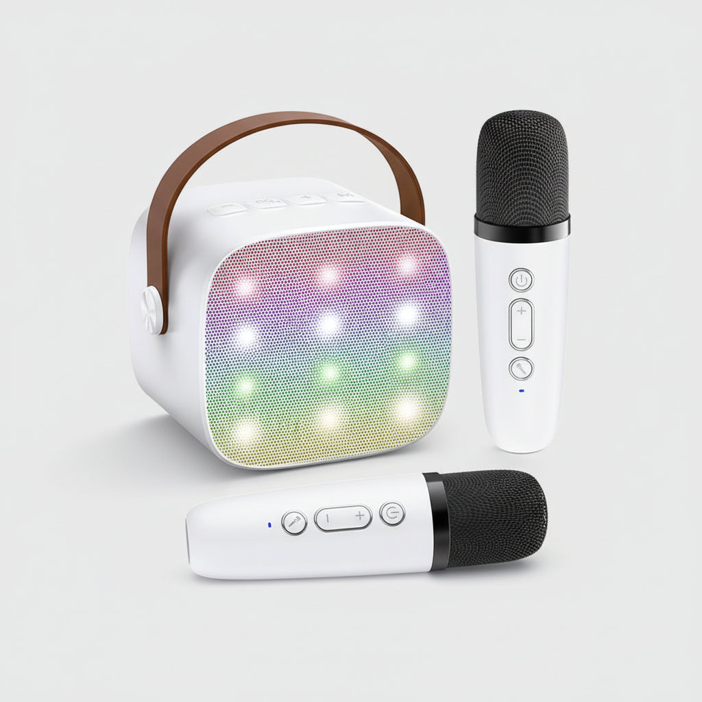 Portable Karaoke Machine | Bluetooth Speaker with Wireless Microphones & LED Lights for Fun Singing 9
