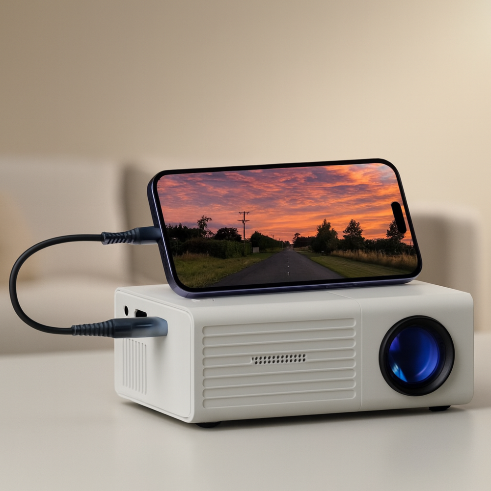 Portable Mini HD LED Projector with 3000 Lumen Brightness | Compact Design for Home and Outdoor Use 0