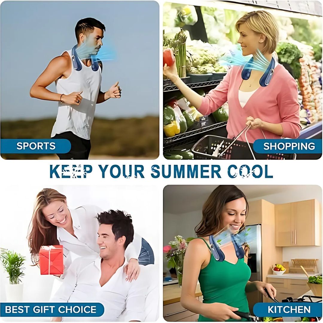 Portable Neck Fan | 360° Bladeless Air Conditioner with Adjustable Speeds | Hands-Free Cooling for Outdoor Comfort 4