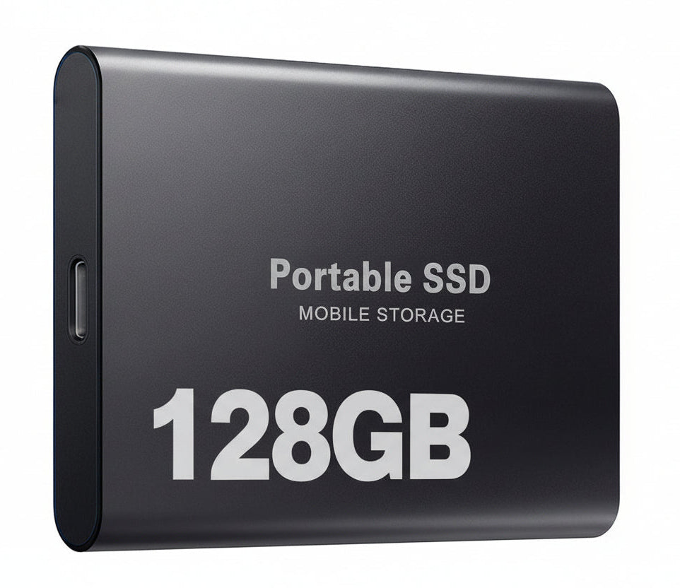 Portable SSD | 128GB External Hard Drive with High-Speed Transfer | Compact Design for Fast File Storage 0