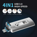 Portable SSD | 4 in 1 USB 3.0 Flash Drive with High-Speed Transfer | Compact Storage Solution for Easy File Access 4