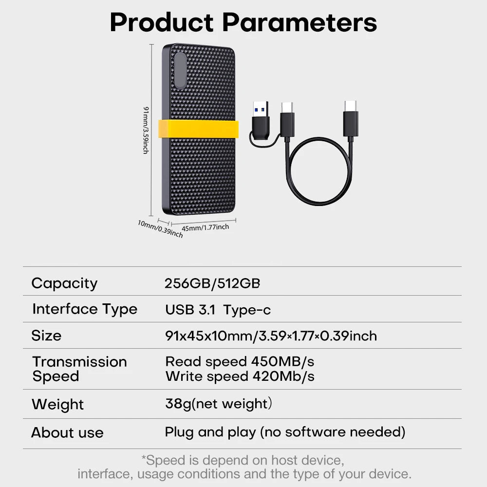 Portable SSD | External Hard Drive with USB 3.1 Type C | Compact Design for Quick Data Access 6